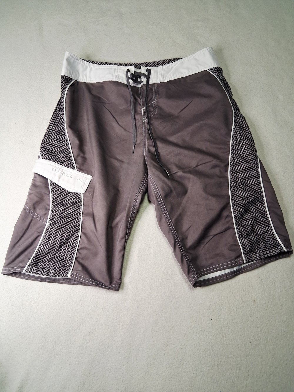 O'Neill Gray and White Athletic Board Shorts